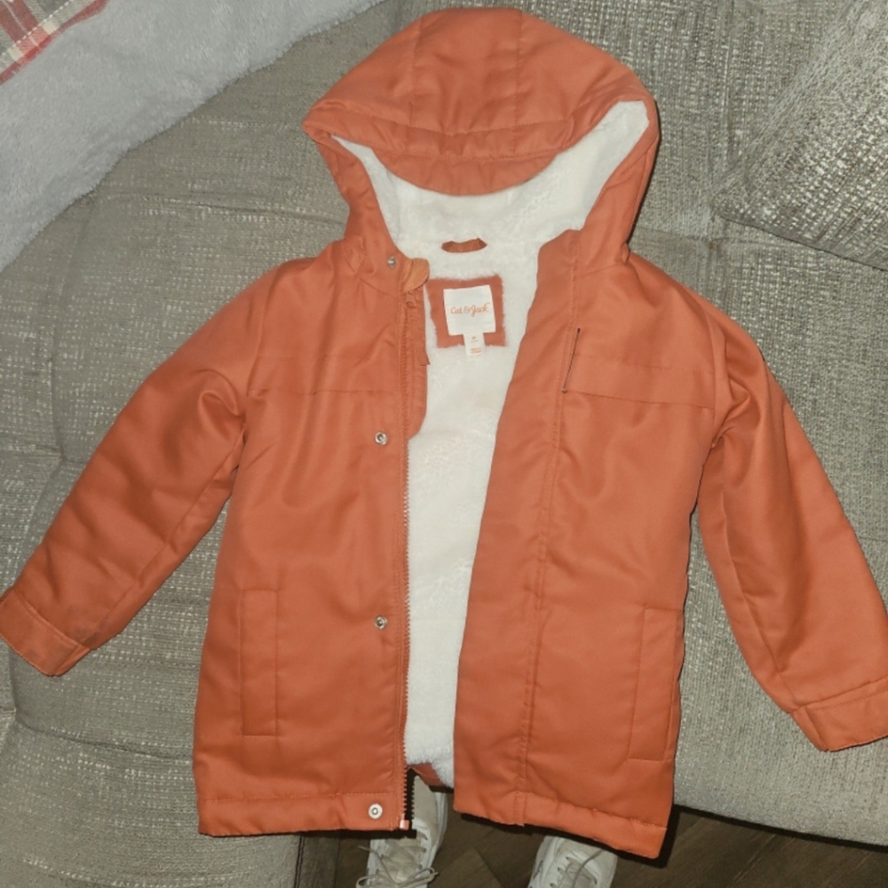 Cat & Jack 4T fuzzy burnt orange toddler coat